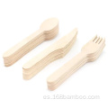 Bosque de madera de abedul biodegradable cucharada y cuchillo